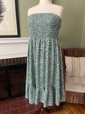 NWT Holipick Sage Botanical Floral Strapless A-Line Sundress | Size 22W